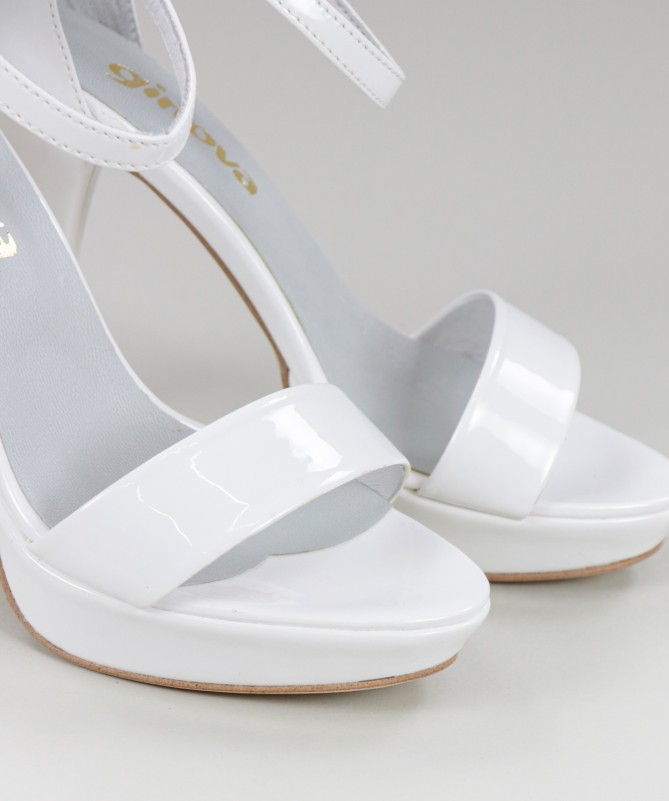 Sandálias Noiva Brancas Elegantes de Senhora Ginova