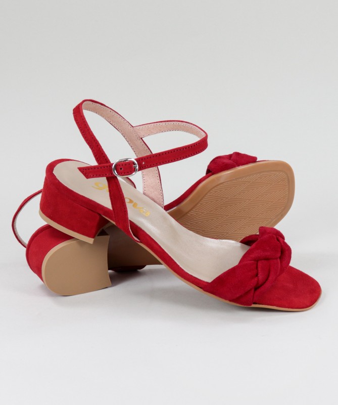 Sandálias Vermelhas de Senhora Ginova com Tira Entrançada