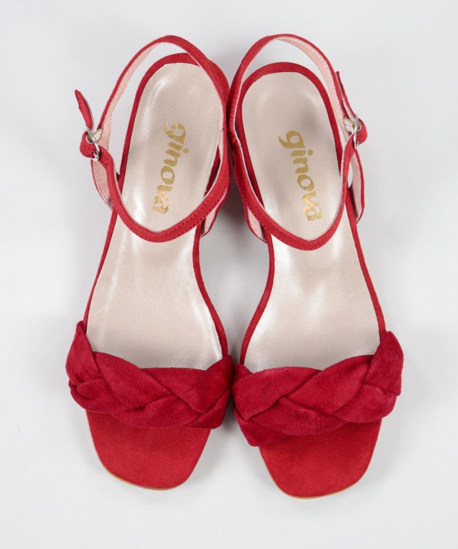 Sandálias Vermelhas de Senhora Ginova com Tira Entrançada
