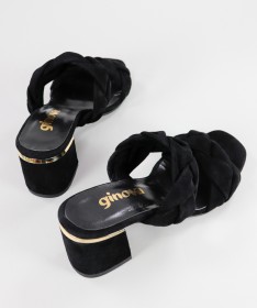 Sandálias Pretas de Senhora Ginova de Duas Tiras