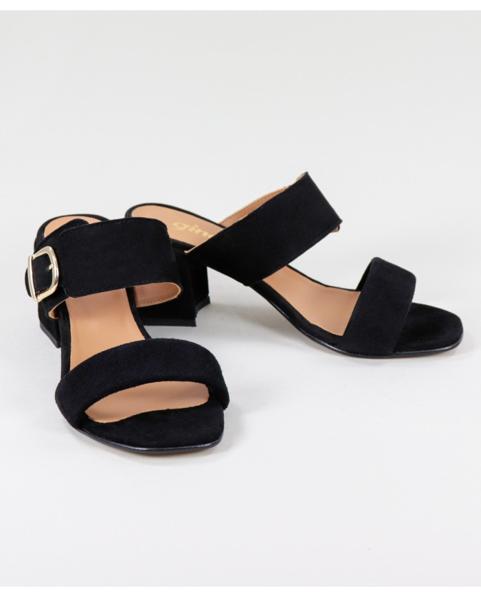Lady Ginova Black Sandals with Adjustable Strip