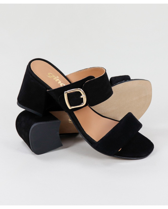 Lady Ginova Black Sandals with Adjustable Strip