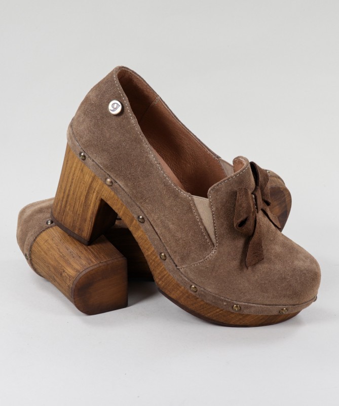 Sapatos Taupe  de Senhora Ginova com Laço