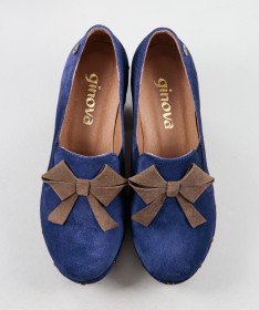 Sapatos Azuis de Senhora Ginova com Laço