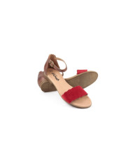Red Ginova Women's Rase Sandals with Ripple Strip