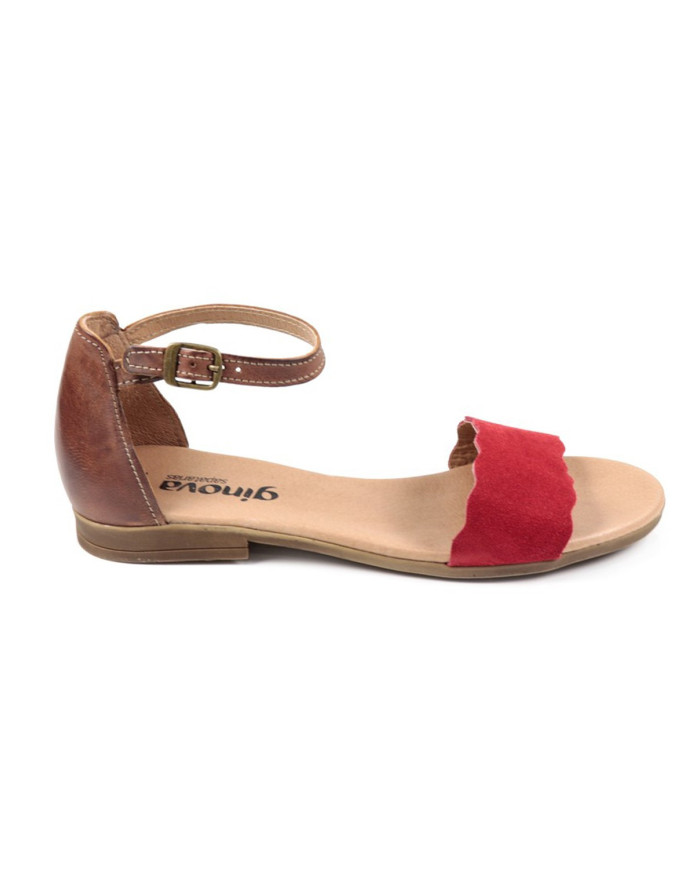 Red Ginova Women's Rase Sandals with Ripple Strip