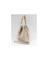 Redonda Bolso de bolsillo Taupe en piel