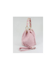 Bolso redondo rosa en piel