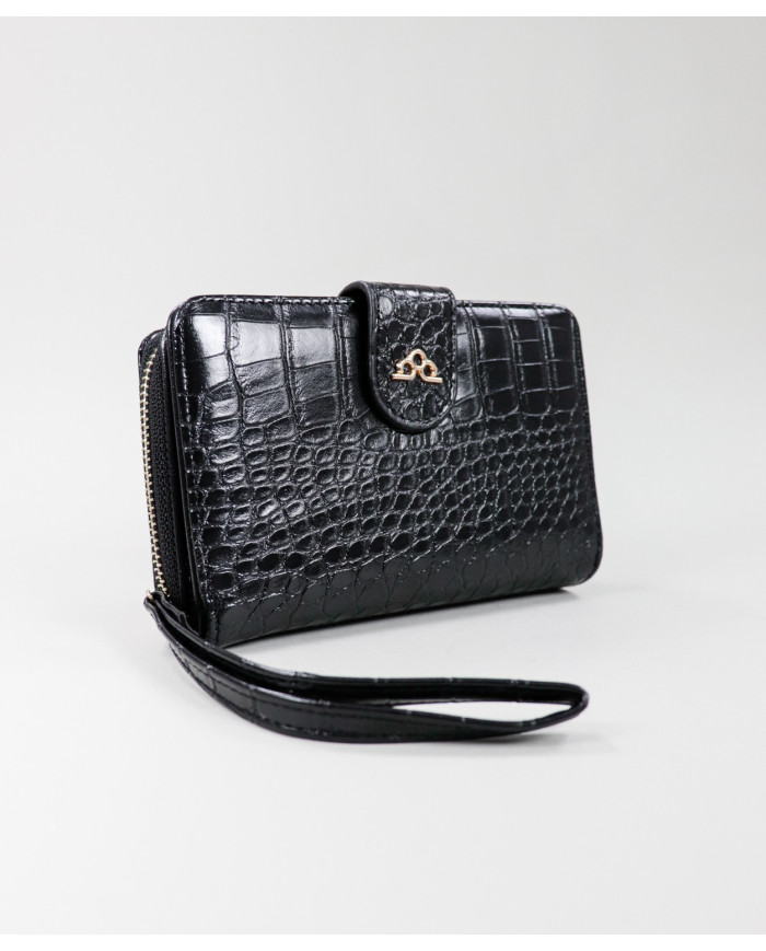 Cartera negra de mujeres con texturas