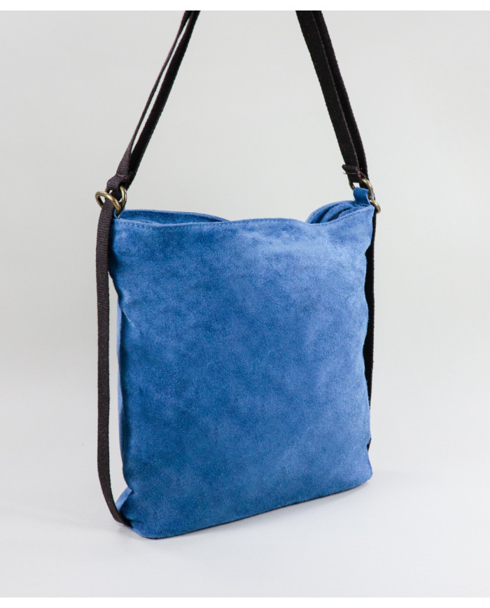 Mala Azul em Pele Convertível em Mochila