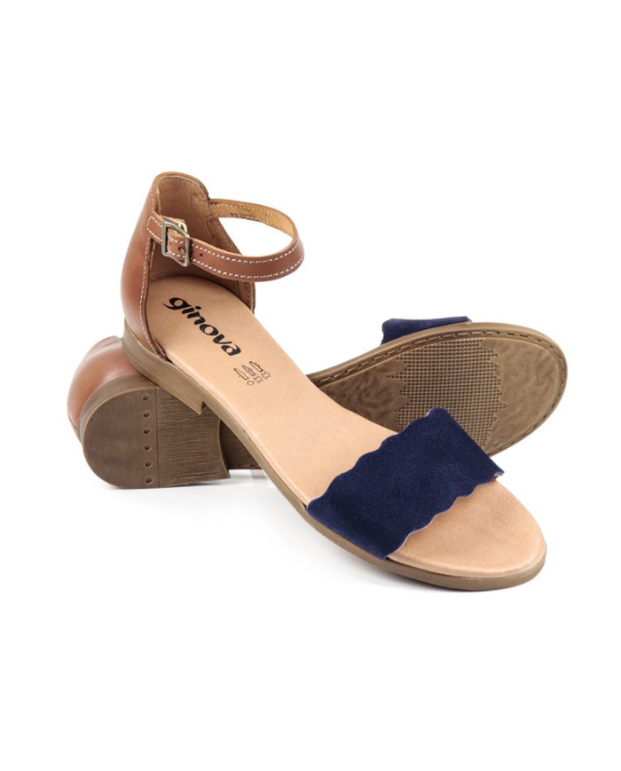 Blue Ginova Women's Rase Sandals with Ripple Strip