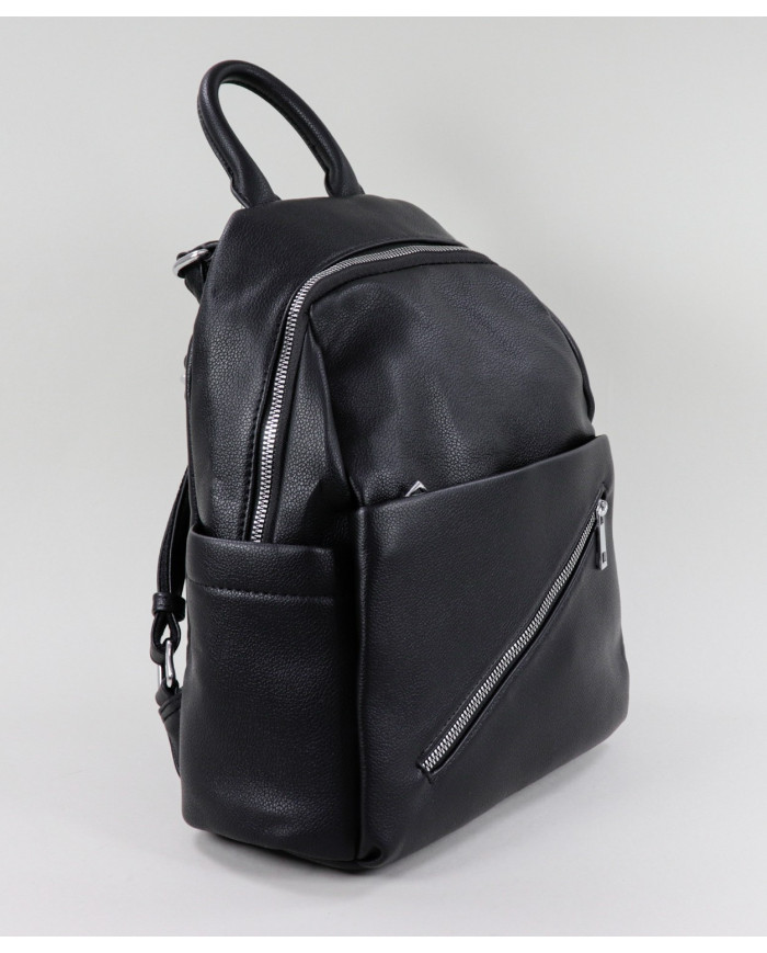 Black Backpack with Pockets on the Front