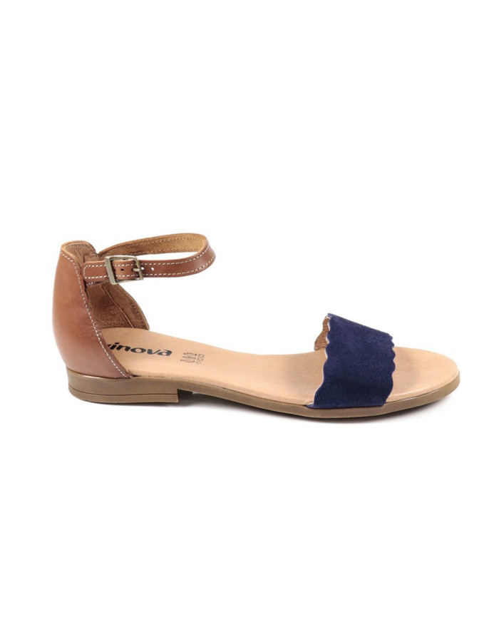 Blue Ginova Women's Rase Sandals with Ripple Strip