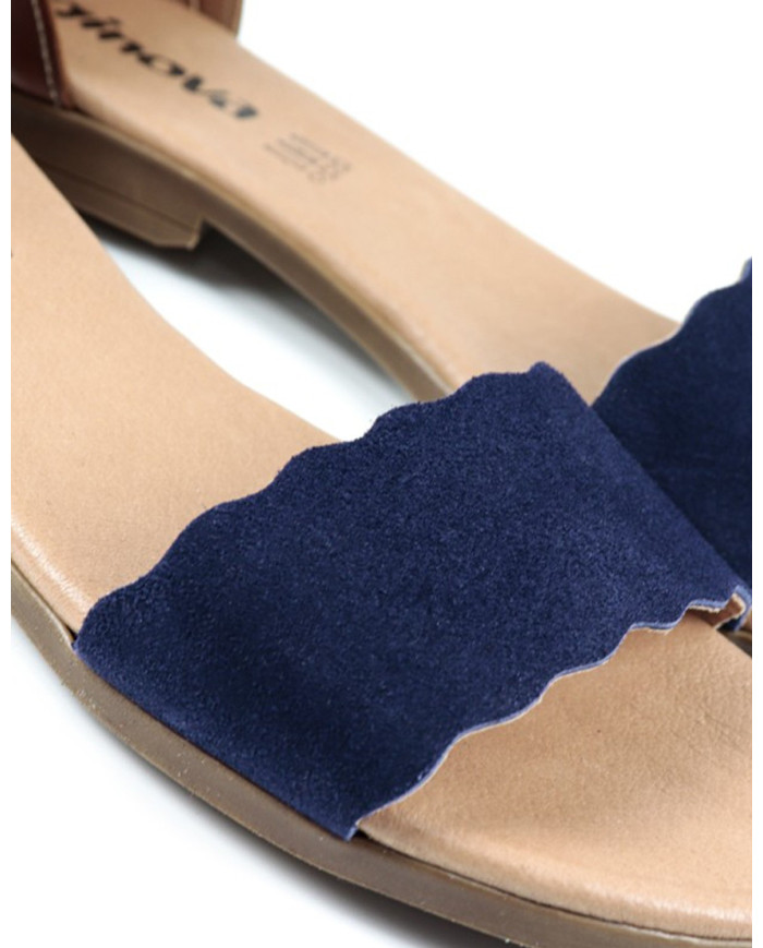 Blue Ginova Women's Rase Sandals with Ripple Strip