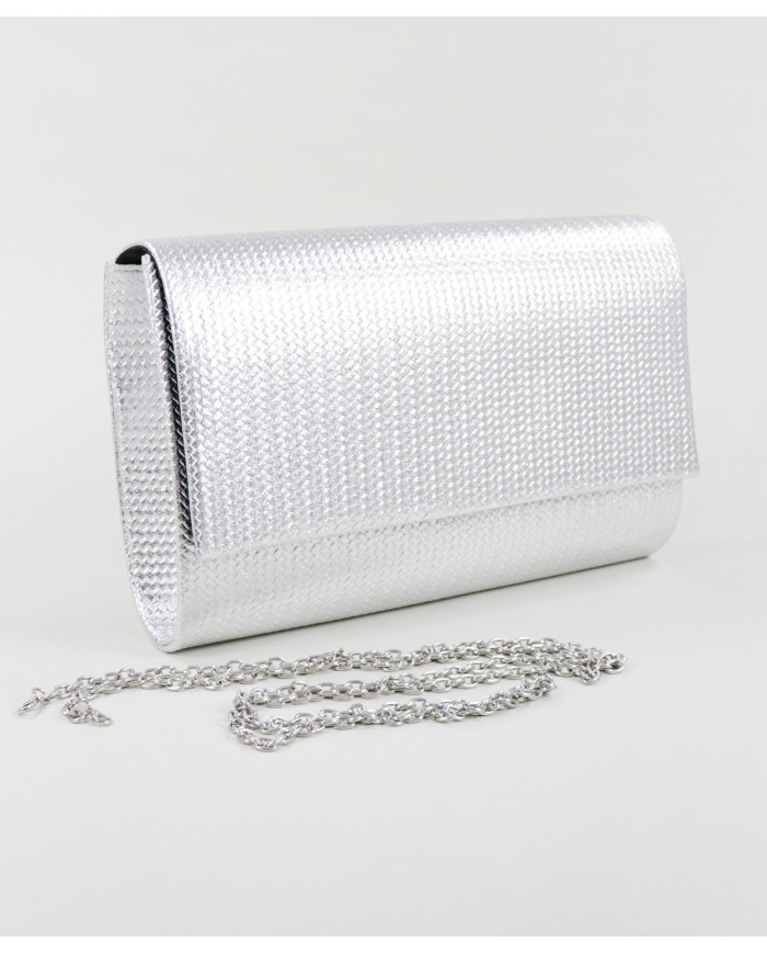 Pochete Prateada de Senhora com Textura