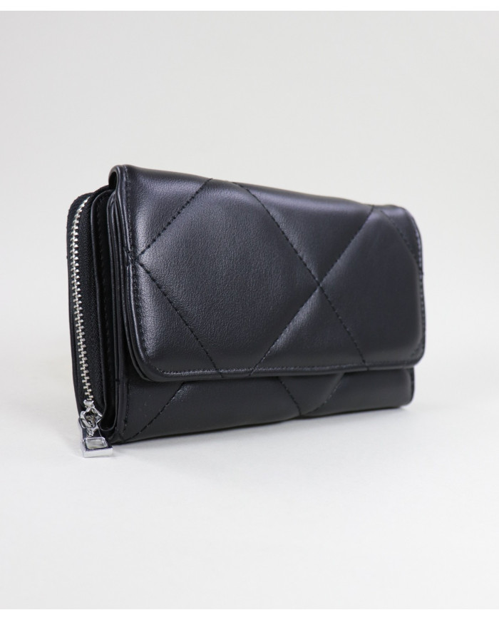 Women's Black Wallet with Seams
