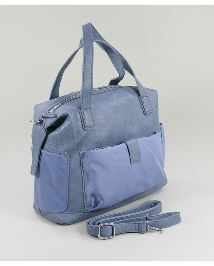 Mala Azul de Senhora com Bolsos Exteriores