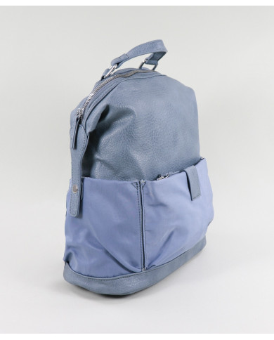 Damas Mochila azul con bolsillos exteriores