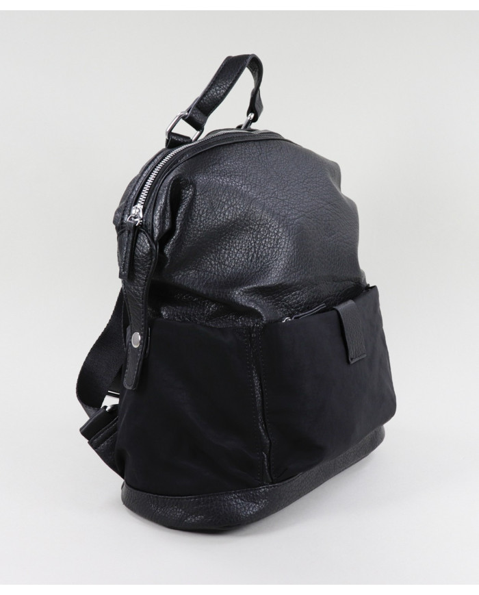 Damas Mochila negra con bolsillos exteriores