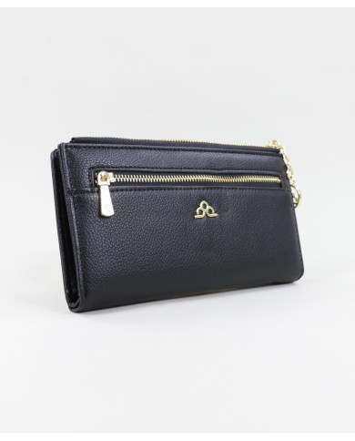 Women's Black Wallet with Front Clasp