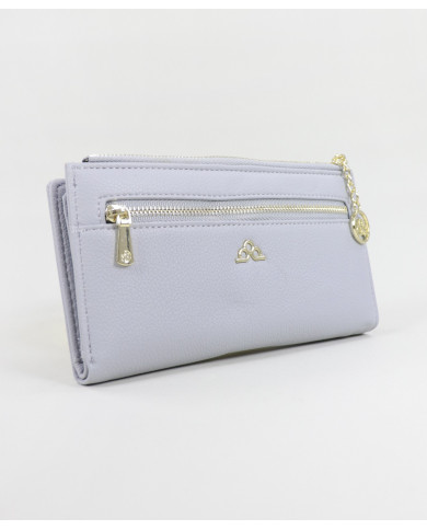 Wallet gris femenino con cierre frontal