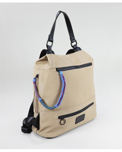 Ladies Taupe backpack with Various Partitions