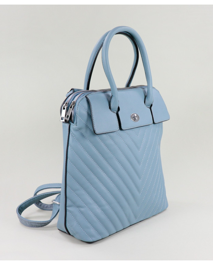 Ladies Blue Backpack with Decorative Seams