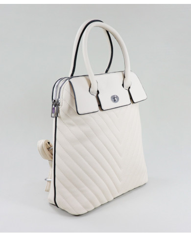 Mochila Bege de Senhora com Costuras Decorativas