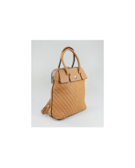 Ladies Camel Backpack with Decorative Seams