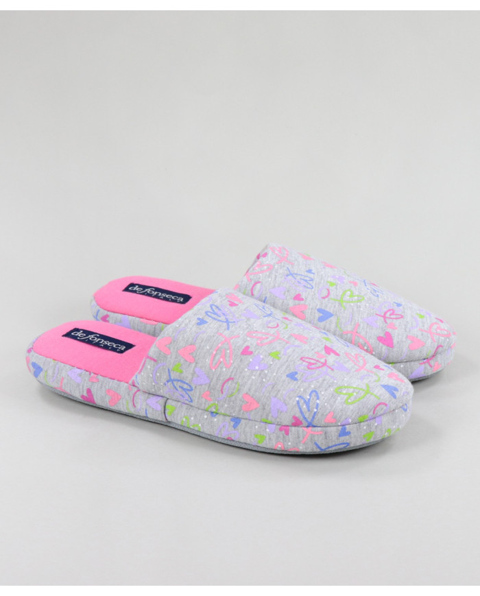 Women's Gray Room Slippers to Hearts