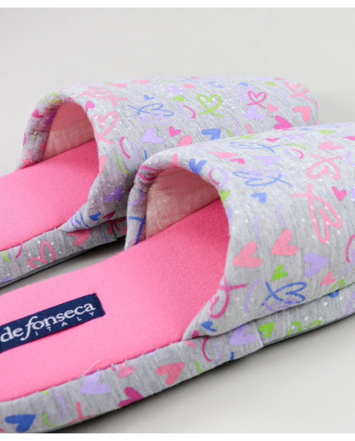 Women's Gray Room Slippers to Hearts
