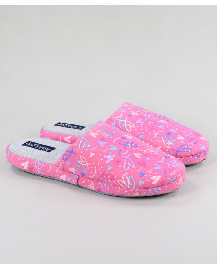 Pink Room Slippers with Hearts