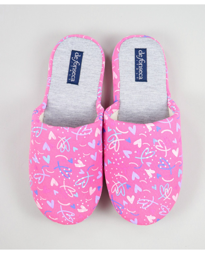 Pink Room Slippers with Hearts