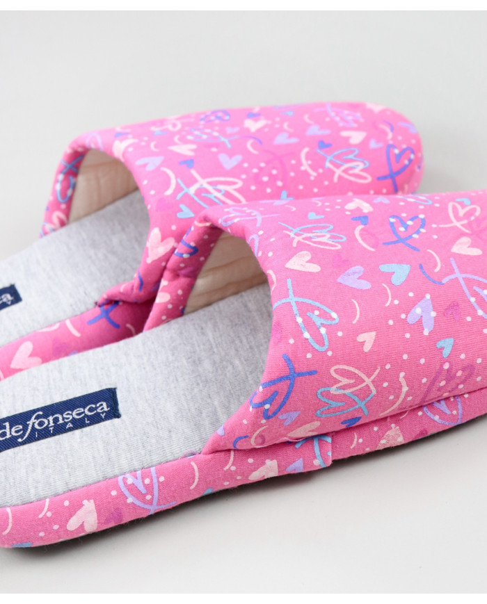 Pink Room Slippers with Hearts