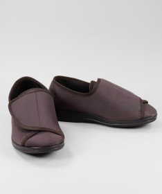 Sapatos Castanhos de Conforto de Senhora Elásticos