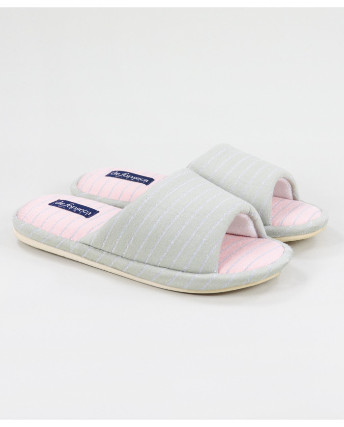 Bedroom Slippers DeFonseca Grey Ladies Open to the Front