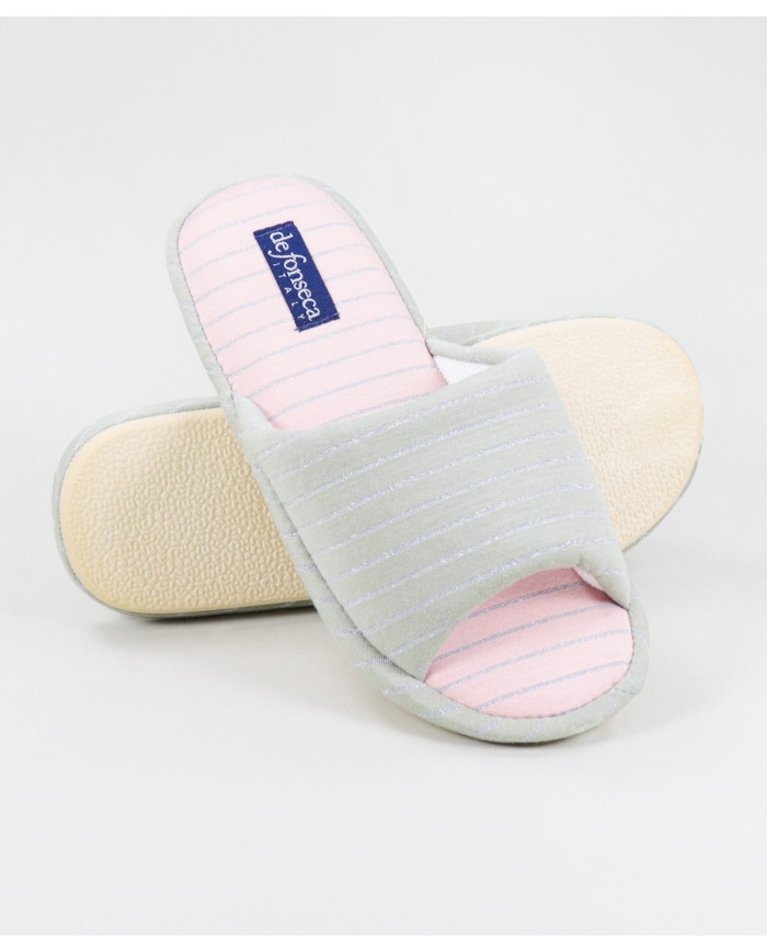 Zapatillas de dormitorio DeFonseca Grey Ladies Abierto al frente