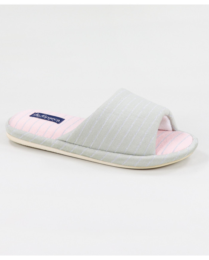 Bedroom Slippers DeFonseca Grey Ladies Open to the Front
