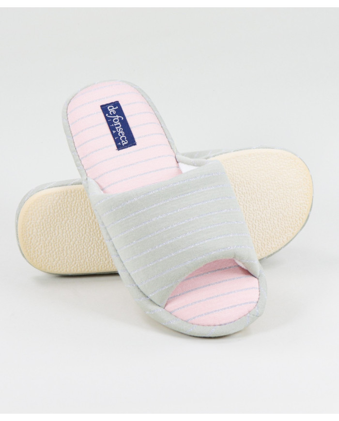 Bedroom Slippers DeFonseca Grey Ladies Open to the Front
