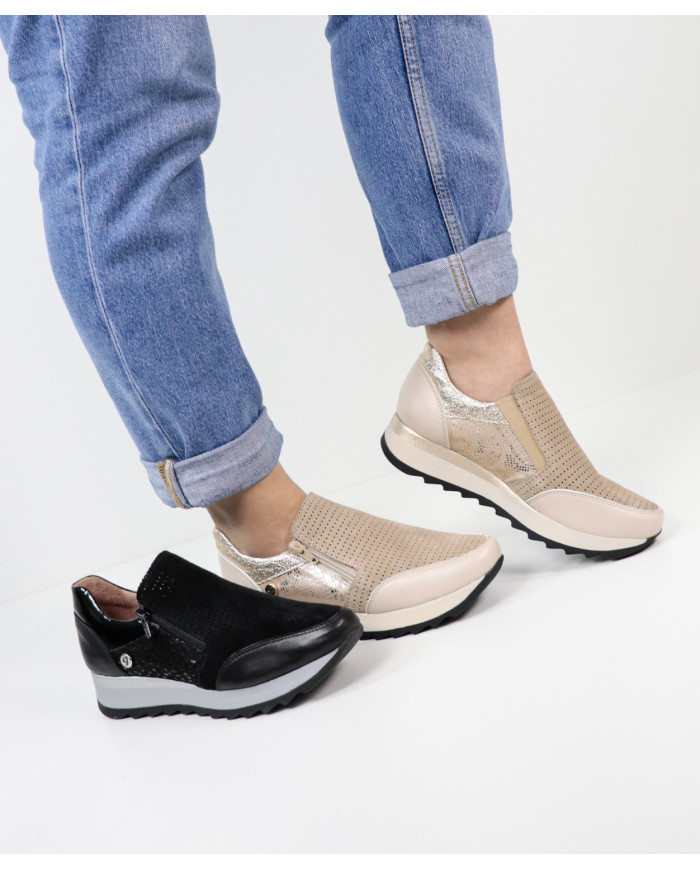 Ginova shoes Perforated with Elastic in the Laterals