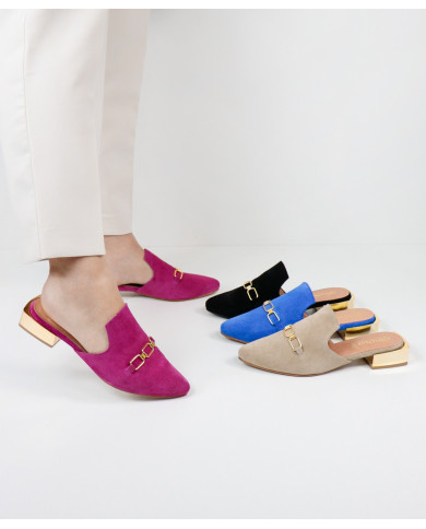 Mules Ginova de Senhora con Aplique Dourado