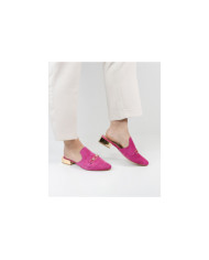 Mules Fuxia Ginova de Senhora with Golden Aplique