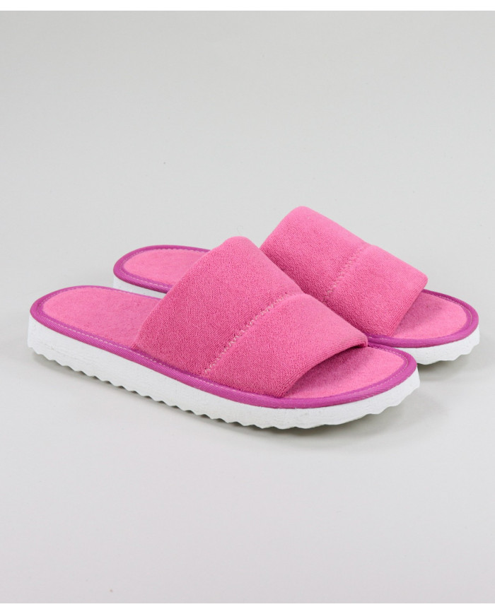 Chinelos Rosa de Quarto de Senhora Abertos à Frente