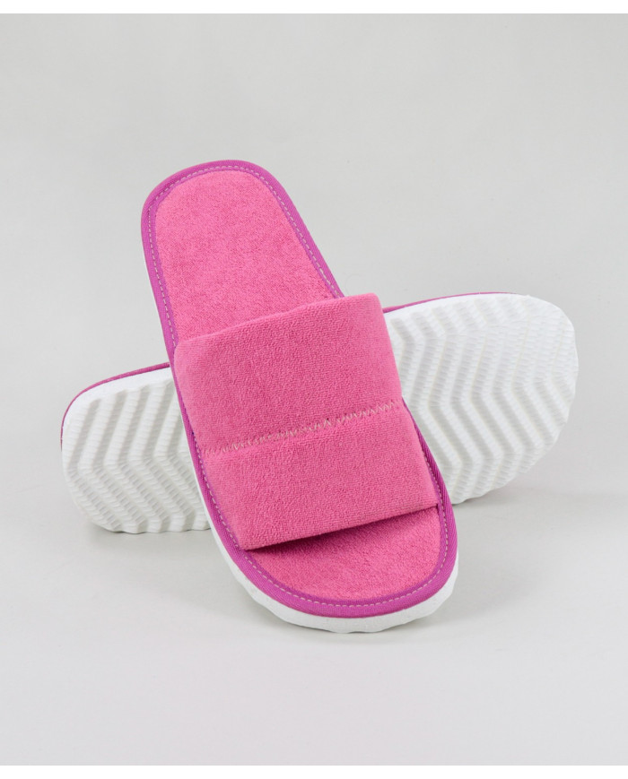 Chinelos Rosa de Quarto de Senhora Abertos à Frente