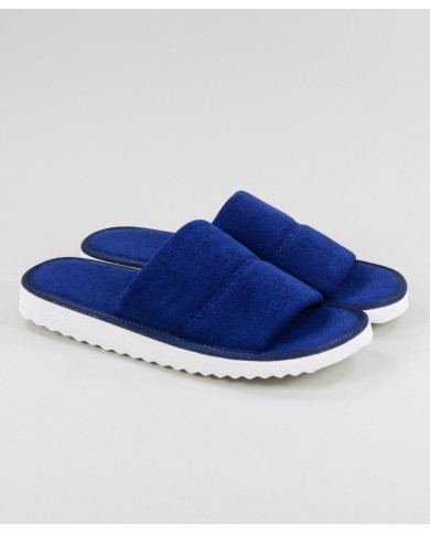 Chinelos Azuis de Quarto de Senhora Abertos à Frente