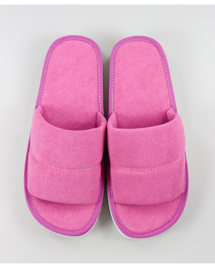 Chinelos Rosa de Quarto de Senhora Abertos à Frente