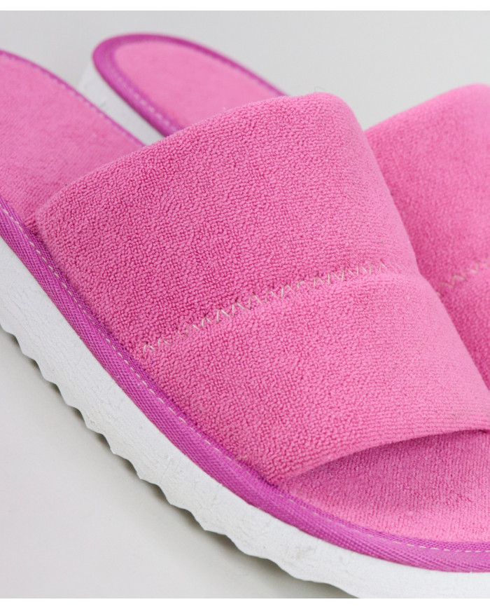 Chinelos Rosa de Quarto de Senhora Abertos à Frente