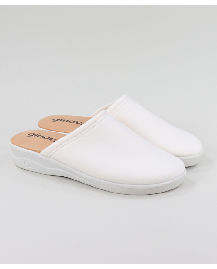 White Comfort Slippers Breathable Ginova