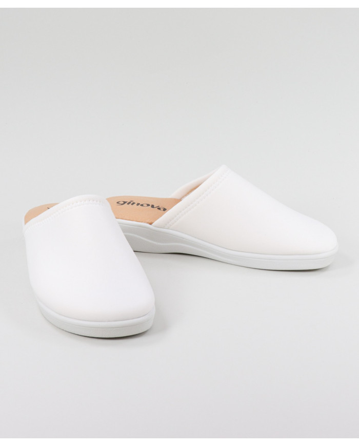 White Comfort Slippers Breathable Ginova