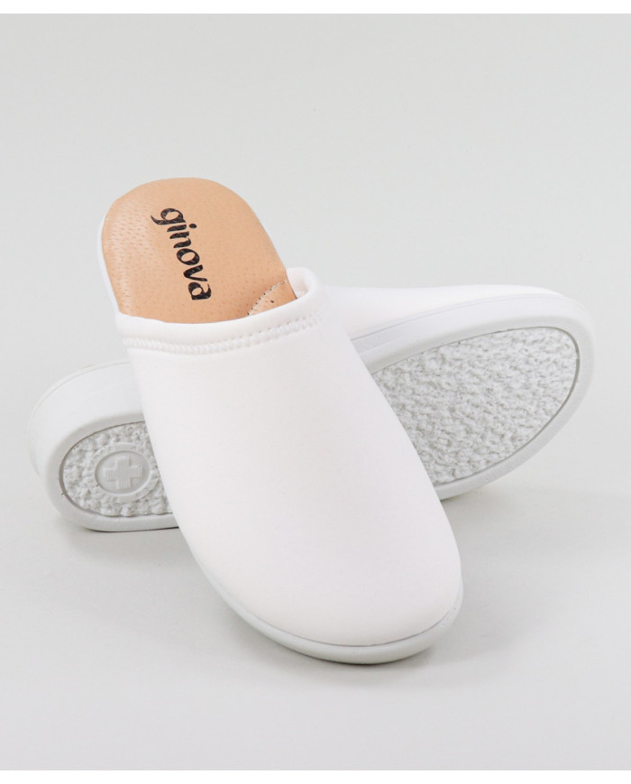 White Comfort Slippers Breathable Ginova